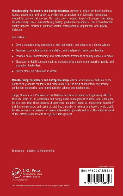 Produktbild: Manufacturing Parameters and Entrepreneurship