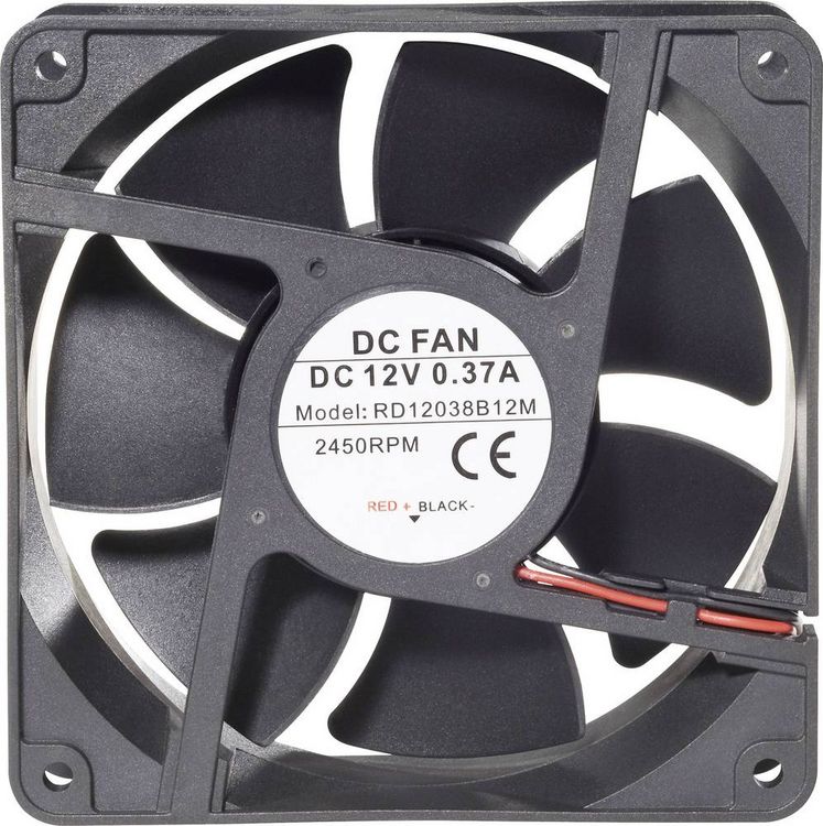Produktbild: TRU Components RD12038B12L Axiall&uuml;fter 12 V/DC 142 m&sup3;/h (L x B x H) 120 x 120 x 38mm