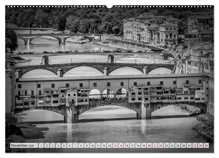 Produktbild: FLORENZ Monochrome Impressionen (hochwertiger Premium Wandkalender 2026 DIN A2 quer), Kunstdruck in Hochglanz