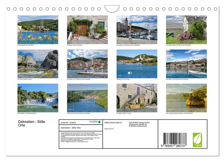 Produktbild: Dalmatien - Stille Orte (Wandkalender 2026 DIN A4 quer), CALVENDO Monatskalender