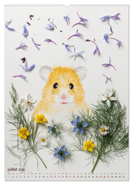 Produktbild: Animaux &agrave; l'aquarelle et v&eacute;g&eacute;taux (Calendrier mural 2026 DIN A2 horizontal) calendrier de bureau
