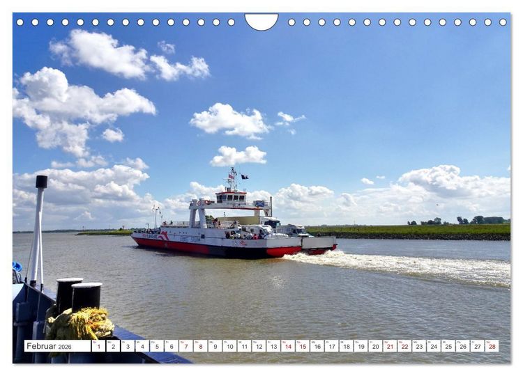 Produktbild: Elbf&auml;hre - Gl&uuml;ckstadt-Wischhafen (Wandkalender 2026 DIN A4 quer), CALVENDO Monatskalender