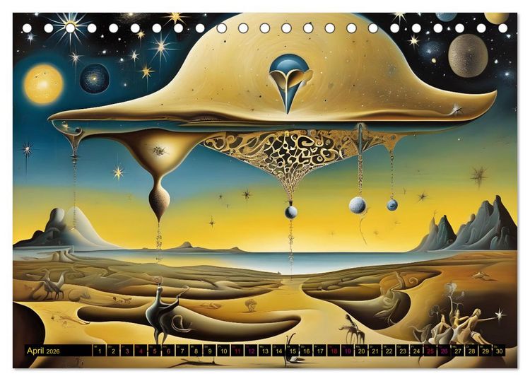 Produktbild: Erde, Sonne, Mond und Sterne Surrealistische Kunstwerke (Tischkalender 2026 DIN A5 quer), CALVENDO Monatskalender