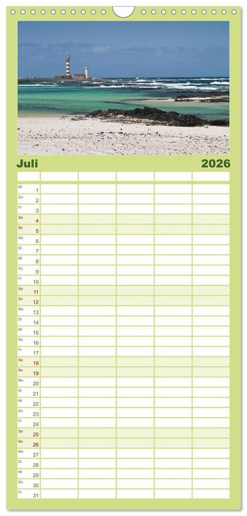 Produktbild: Familienplaner 2026 - Fuerteventura, Insel der Stille mit 5 Spalten (Wandkalender, 21 x 45 cm) CALVENDO