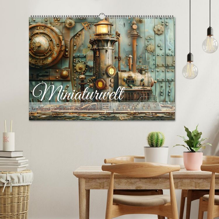 Produktbild: Miniaturwelt Faszinierend winzige H&auml;user im Steampunk-Stil (Wandkalender 2026 DIN A2 quer), CALVENDO Monatskalender