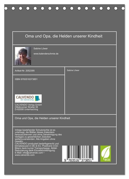 Produktbild: Oma und Opa, die Helden unserer Kindheit (Tischkalender 2026 DIN A5 hoch), CALVENDO Monatskalender