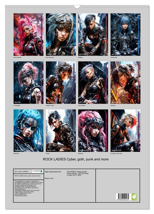 Produktbild: ROCK LADIES Cyber, goth, punk and more (Wall Calendar 2026 DIN A2 portrait), CALVENDO 12 Month Wall Calendar