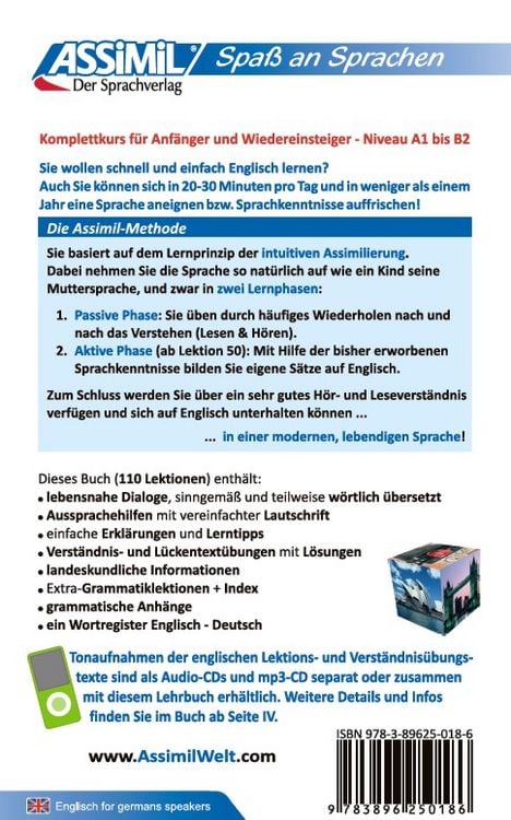 Produktbild: ASSiMiL Englisch ohne M&uuml;he - Lehrbuch - Niveau A1-B2