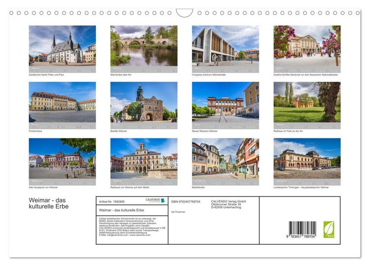 Produktbild: Weimar - das kulturelle Erbe (Wandkalender 2026 DIN A3 quer), CALVENDO Monatskalender