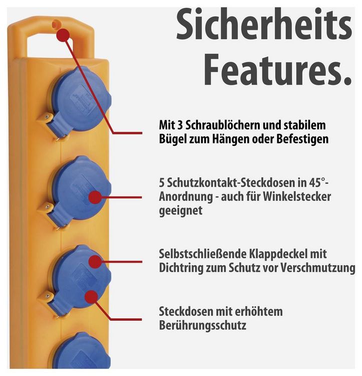 Produktbild: Brennenstuhl 1159900205 Steckdosenleiste mit Schalter Gelb Schutzkontakt 1 St.
