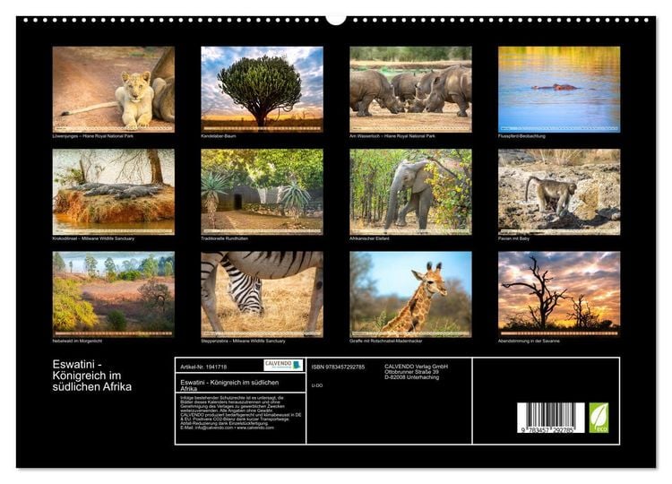 Produktbild: Eswatini - K&ouml;nigreich im s&uuml;dlichen Afrika (hochwertiger Premium Wandkalender 2026 DIN A2 quer), Kunstdruck in Hochglanz