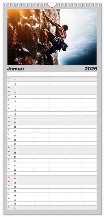 Produktbild: Familienplaner 2026 - Klettern - die H&ouml;henangst &uuml;berwinden mit 5 Spalten (Wandkalender, 21 x 45 cm) CALVENDO
