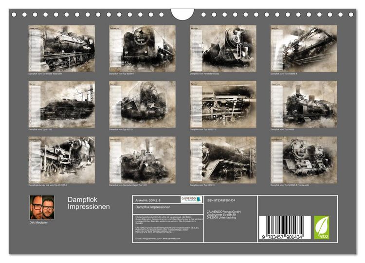 Produktbild: Dampflok Impressionen (Wandkalender 2026 DIN A4 quer), CALVENDO Monatskalender