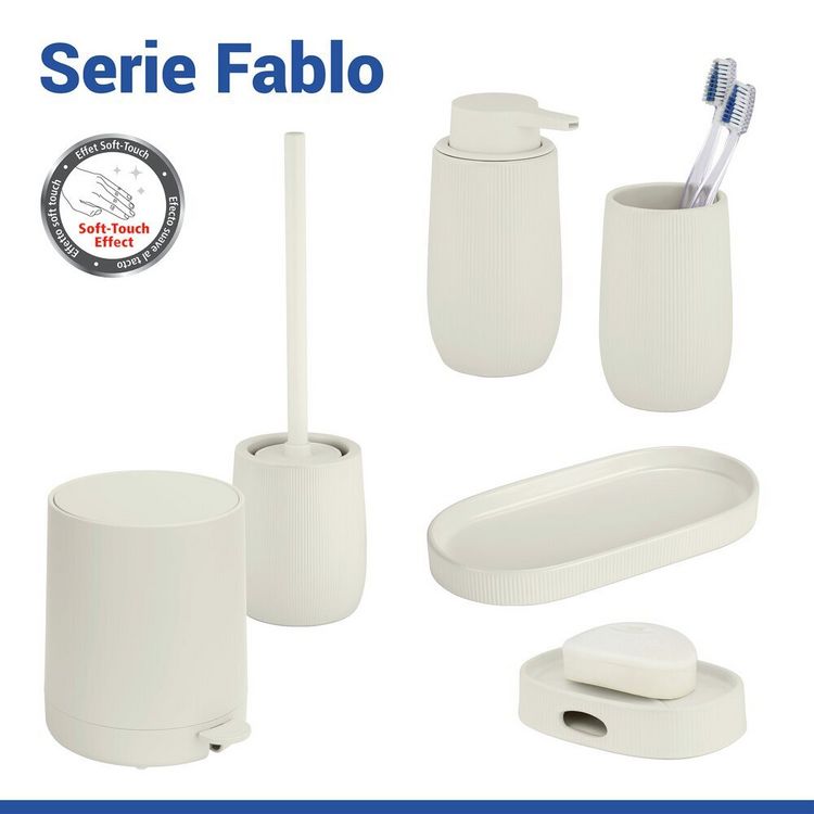 Produktbild: WC-Garnitur Mod. Fablo Creme, aus hochwertiger Keramik, mit Silikon-B&uuml;rstenkopf