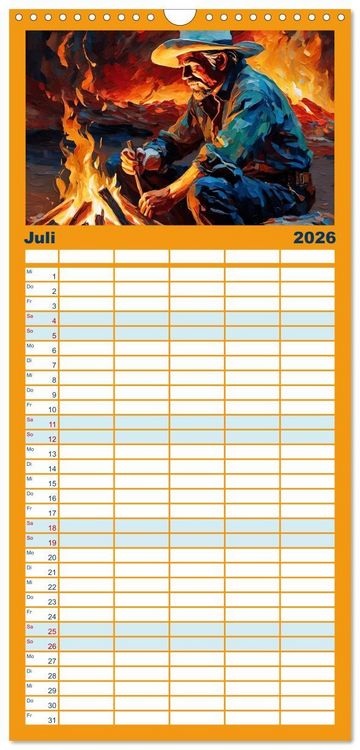 Produktbild: Familienplaner 2026 - Wild West Moments mit 5 Spalten (Wandkalender, 21 x 45 cm) CALVENDO