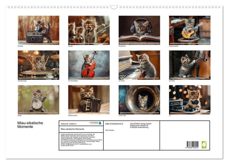 Produktbild: Miau-sikalische Momente (Wandkalender 2027 DIN A2 quer), CALVENDO Monatskalender