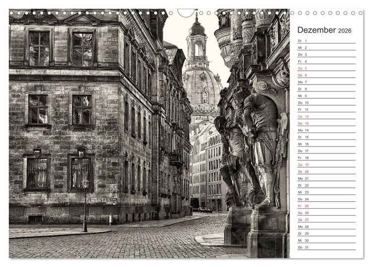 Produktbild: Dresden Schwarz-Wei&szlig; (Wandkalender 2026 DIN A3 quer), CALVENDO Monatskalender