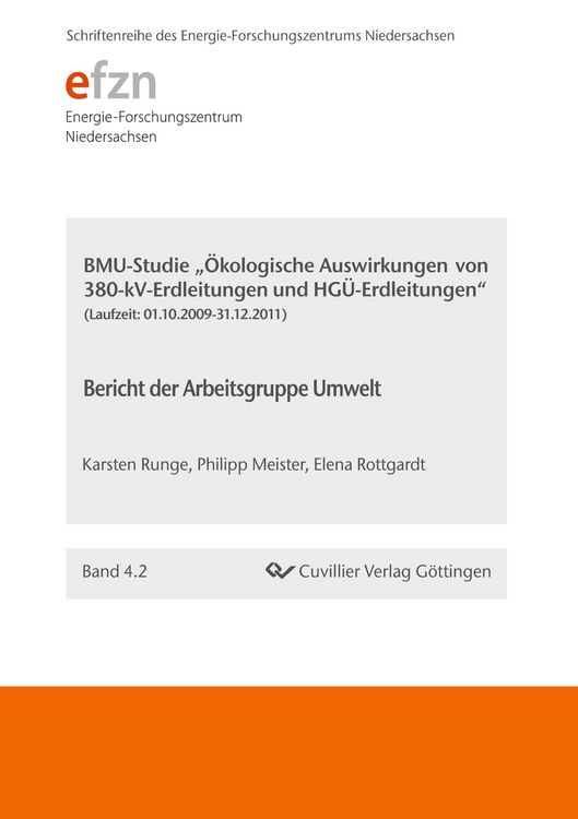Produktbild: BMU-Studie "&Ouml;kologische Auswirkungen von 380-kV-Erdleitungen und HG&Uuml;-Erdleitungen"