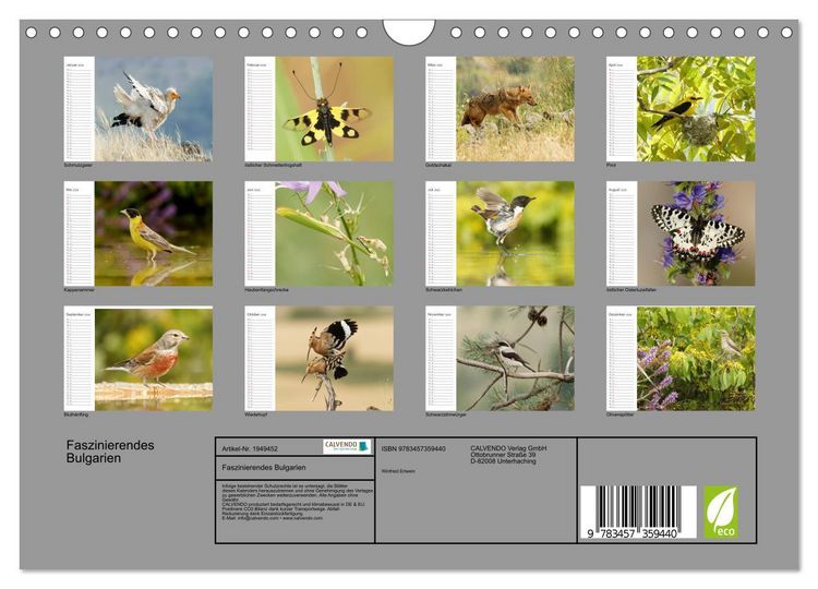 Produktbild: Faszinierendes Bulgarien (Wandkalender 2026 DIN A4 quer), CALVENDO Monatskalender