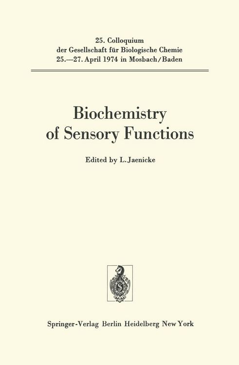 Produktbild: Biochemistry of Sensory Functions