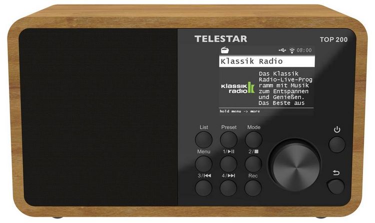 Produktbild: Telestar TOP 200 Holz Internet Kofferradio Internet, DAB+, UKW Bluetooth&reg;, USB, WLAN, AUX Holz