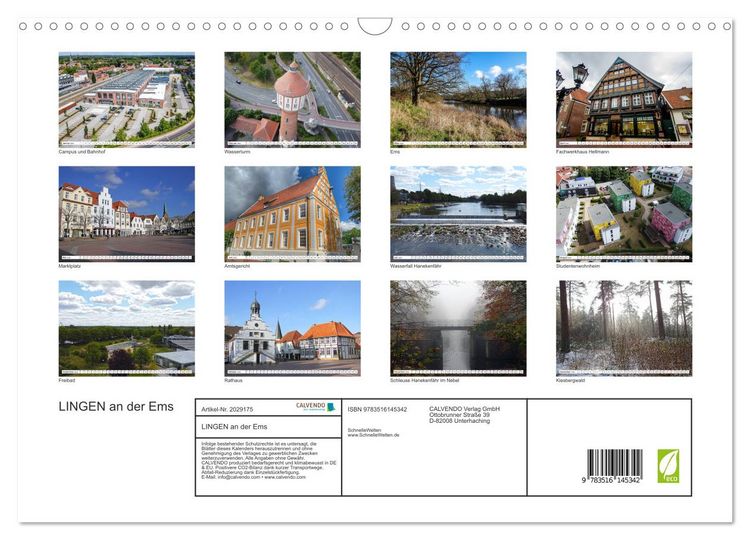 Produktbild: LINGEN an der Ems (Wandkalender 2026 DIN A3 quer), CALVENDO Monatskalender