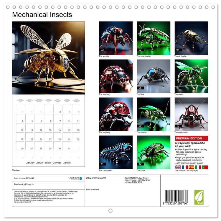 Produktbild: Mechanical Insects (Wall Calendar 2026 12 &times; 12 Inch) CALVENDO 12 Month Wall Calendar