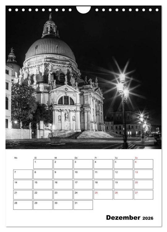 Produktbild: MONOCHROMES VENEDIG Klassische Momente (Wandkalender 2026 DIN A4 hoch), CALVENDO Monatskalender