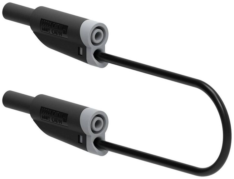 Produktbild: Electro PJP 2710-IEC-CD1-25N Messleitung Lamellenstecker 4 mm Lamellenstecker 4 mm 25 cm Schwarz 1 St.