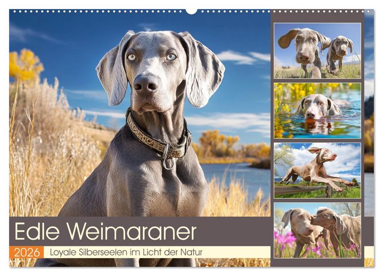 Produktbild: Edle Weimaraner. Loyale Silberseelen im Licht der Natur (Wandkalender 2026 DIN A2 quer), CALVENDO Monatskalender