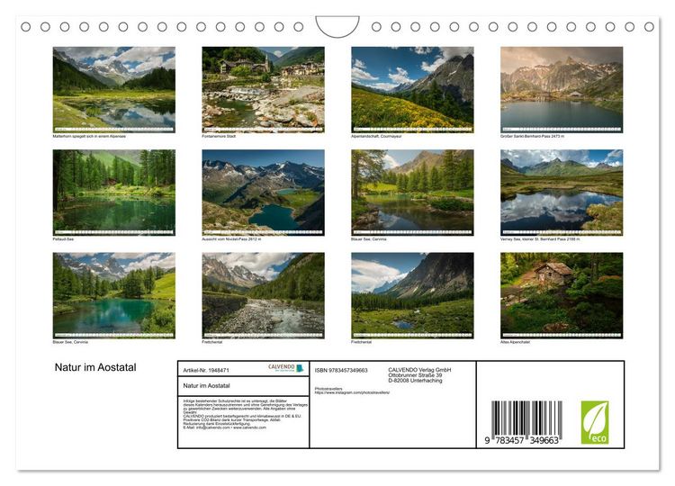 Produktbild: Natur im Aostatal (Wandkalender 2026 DIN A4 quer), CALVENDO Monatskalender