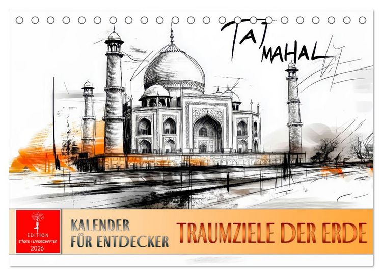 Produktbild: Traumziele der Erde - Kalender f&uuml;r Entdecker (Tischkalender 2026 DIN A5 quer), CALVENDO Monatskalender