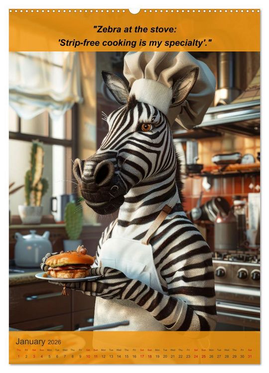 Produktbild: Cooking with animal humor (Wall Calendar 2026 DIN A2 portrait), CALVENDO 12 Month Wall Calendar