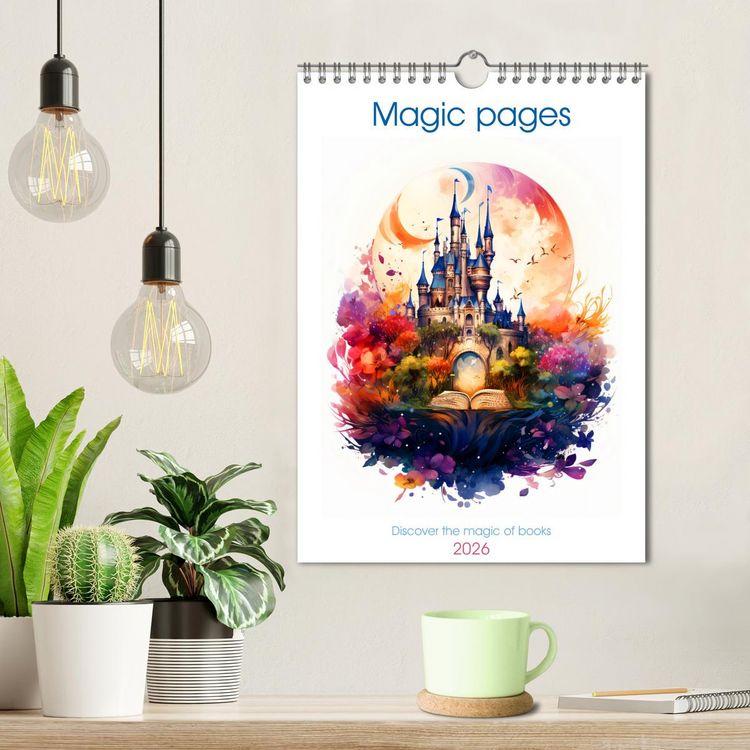Produktbild: Magic pages - Discover the magic of books (Wall Calendar 2026 DIN A4 portrait), CALVENDO 12 Month Wall Calendar