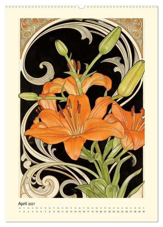 Produktbild: Bl&uuml;ten im reinsten Jugenstil (hochwertiger Premium Wandkalender 2027 DIN A2 hoch), Kunstdruck in Hochglanz