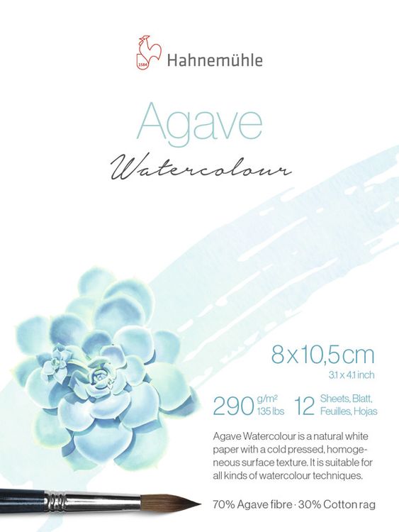 Produktbild: Hahnem&uuml;hle Papier Agave Watercolour, 8 x 10,5 cm, 290 g/m&sup2;, 1 Block mit 12 Blatt