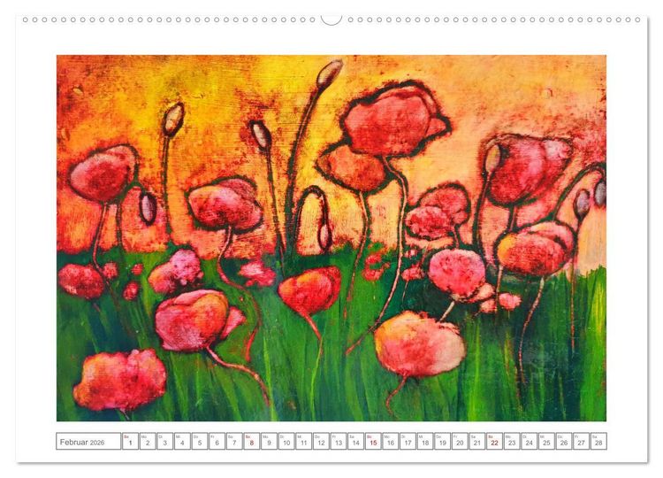Produktbild: Im Rausch der Bl&uuml;ten - Farbenfroh gemalte Blumenwiesen (Wandkalender 2026 DIN A2 quer), CALVENDO Monatskalender