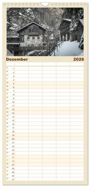 Produktbild: Familienplaner 2026 - S&auml;chsische Schweiz mit 5 Spalten (Wandkalender, 21 x 45 cm) CALVENDO