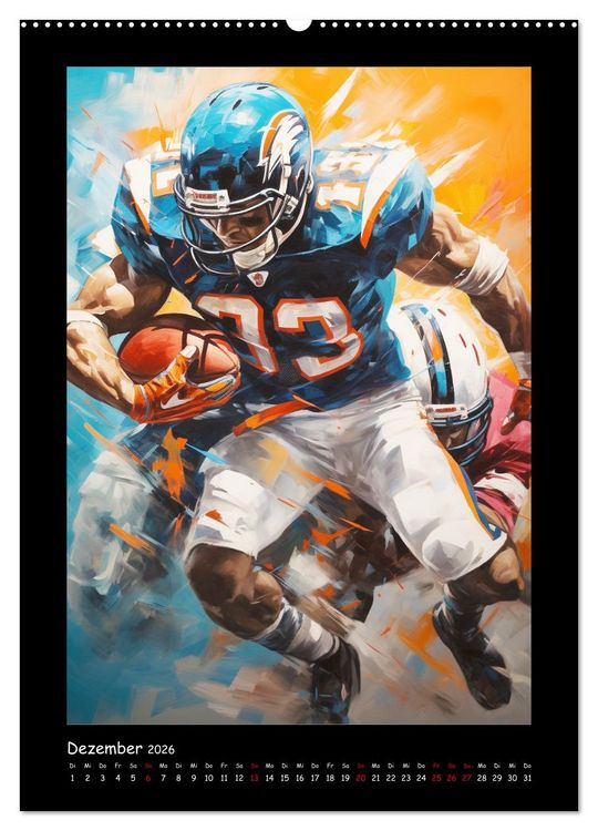 Produktbild: American Football. Paintings (hochwertiger Premium Wandkalender 2026 DIN A2 hoch), Kunstdruck in Hochglanz