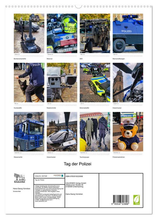 Produktbild: Tag der Polizei (hochwertiger Premium Wandkalender 2026 DIN A2 hoch), Kunstdruck in Hochglanz
