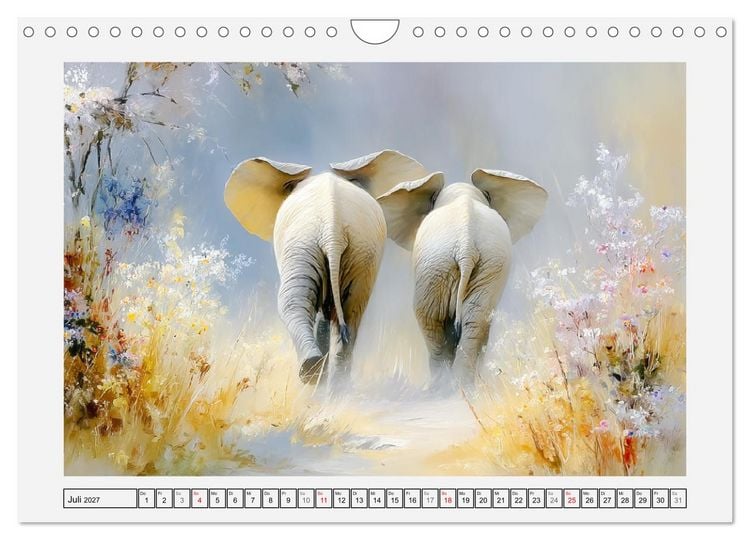 Produktbild: Elefanten. Graue Riesenbabys im Grasland (Wandkalender 2027 DIN A4 quer), CALVENDO Monatskalender