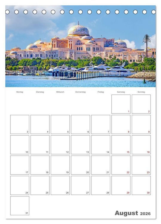 Produktbild: Abu Dhabi - Reiseplaner (Tischkalender 2026 DIN A5 hoch), CALVENDO Monatskalender