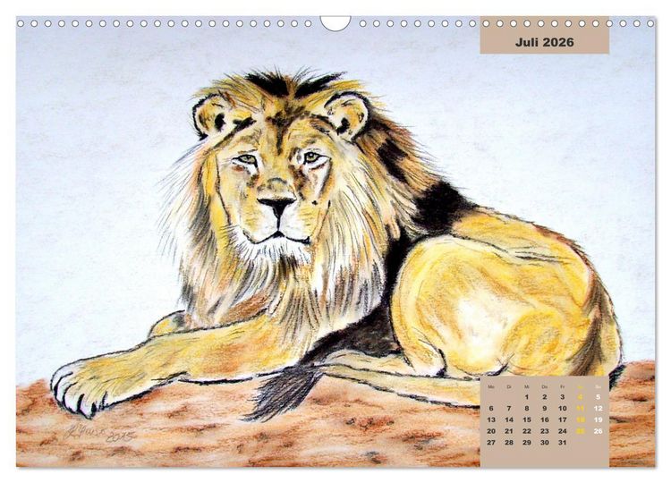 Produktbild: PortraiTierART Gro&szlig;katzen - Wundervolle Portraitzeichnungen (Wandkalender 2026 DIN A3 quer), CALVENDO Monatskalender