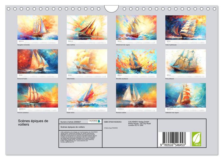 Produktbild: Sc&egrave;nes &eacute;piques de voiliers (Calendrier mural 2026 DIN A4 vertical), CALVENDO calendrier mensuel