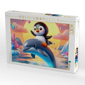 Produktbild: CALVENDO Puzzle Einmal reiten auf einem Delphin | 1000 Teile Lege-Gr&ouml;&szlig;e 64x48cm Foto-Puzzle f&uuml;r gl&uuml;ckliche Stunden