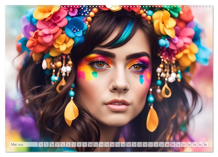 Produktbild: Farben der Weiblichkeit - Kunstvolle KI Portraits (Wandkalender 2026 DIN A2 quer), CALVENDO Monatskalender