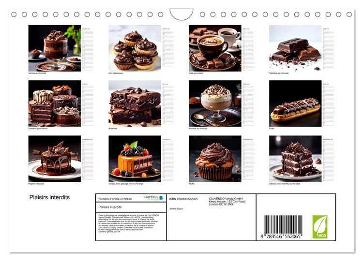 Produktbild: Plaisirs interdits (Calendrier mural 2026 DIN A4 vertical), CALVENDO calendrier mensuel