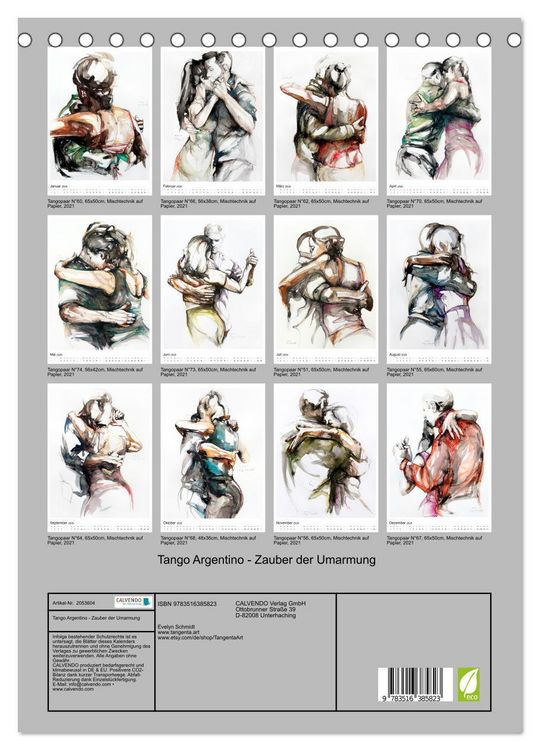 Produktbild: Tango Argentino - Zauber der Umarmung (Tischkalender 2026 DIN A5 hoch), CALVENDO Monatskalender