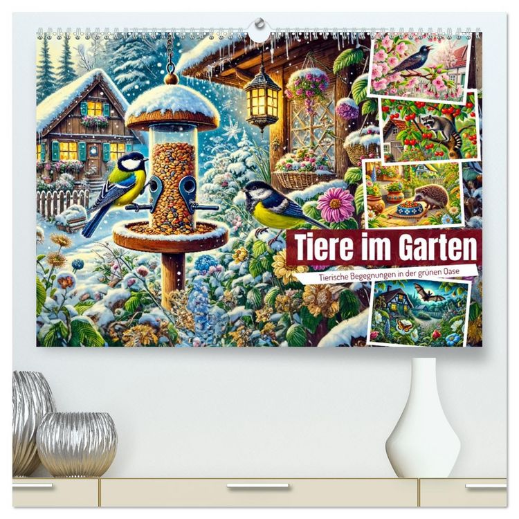 Produktbild: Tiere im Garten - Tierische Begegnungen in der gr&uuml;nen Oase (hochwertiger Premium Wandkalender 2026 DIN A2 quer), Kunstdruck in Hochglanz