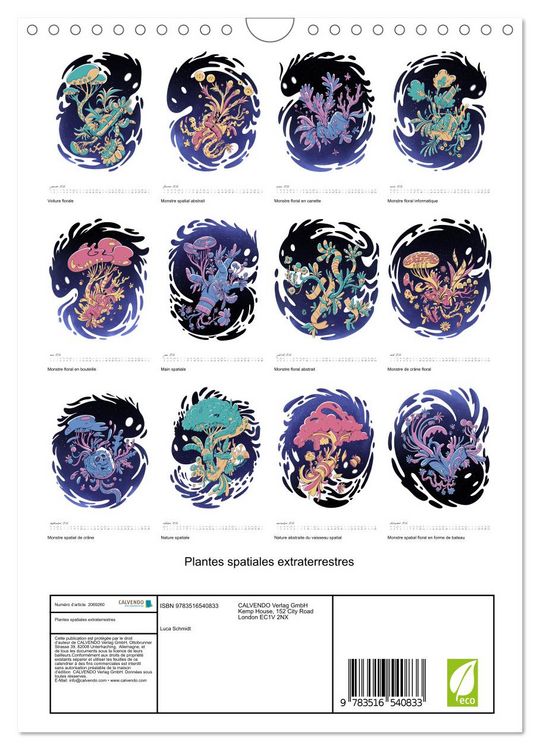 Produktbild: Plantes spatiales extraterrestres (Calendrier mural 2026 DIN A4 horizontal), CALVENDO calendrier mensuel